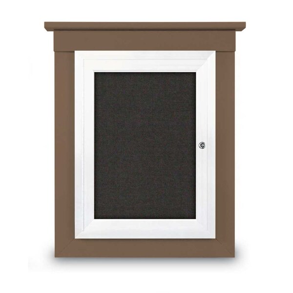 72"x48" 3-Door Enclosed Letterboard, Header, Blue Felt/Lt Oak